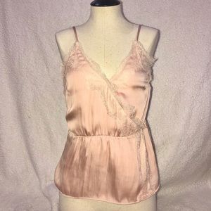H&M Soft Pink Lace Trim Silk Cami